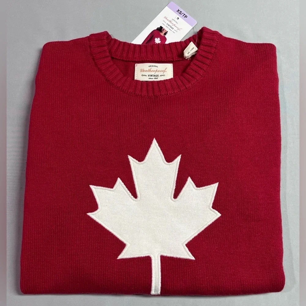 Canada Flag Graphic Long Sleeve Knit Sweater NWT - Picture 8 of 8
